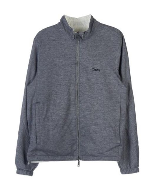 Zegna Gray Long-Sleeved Double-Sided Casual Jacket for men
