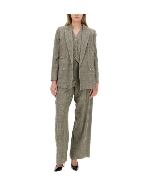 Alysi Gray Double-Breasted Long Sleeved Blazer