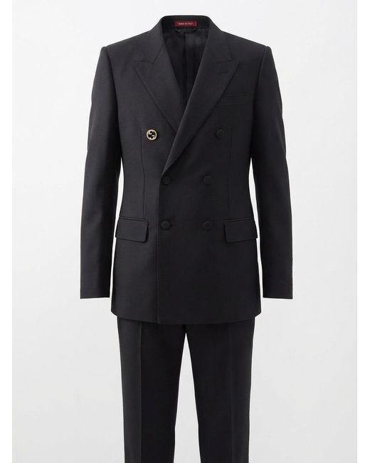Gucci Black Interlocking G Double-Breasted Suit for men