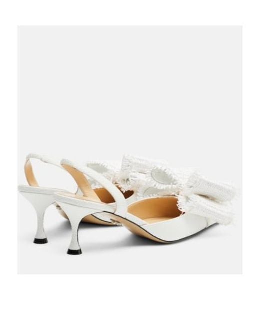 Mach & Mach White Le Cadeau Raffia Slingback Pumps