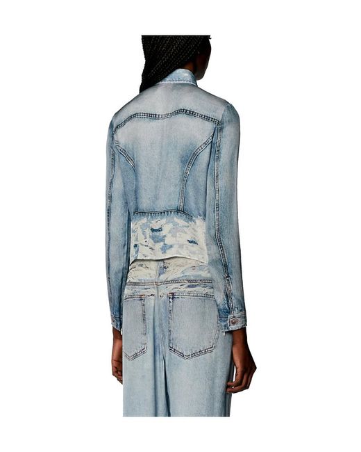 DIESEL Blue C-Lorelle Cropped Distressed Shirt