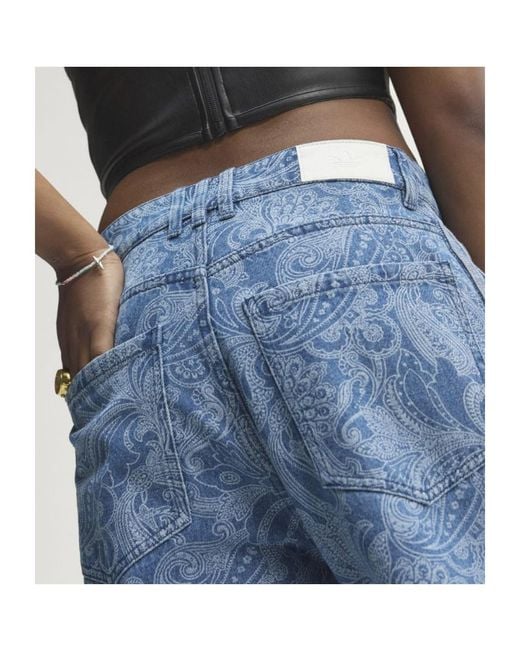 Adidas Originals Blue Paisley Wide-Leg Jeans