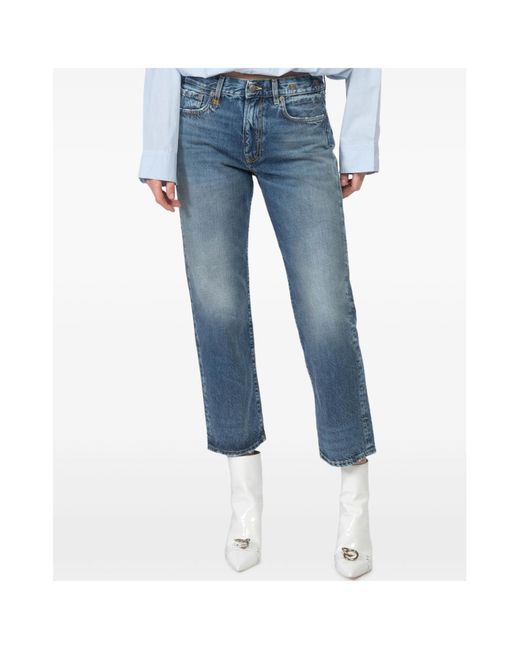 R13 Blue Cropped Straight Jeans