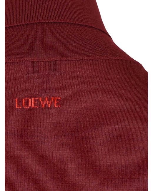 Loewe Red High Neck Knitted Jumper