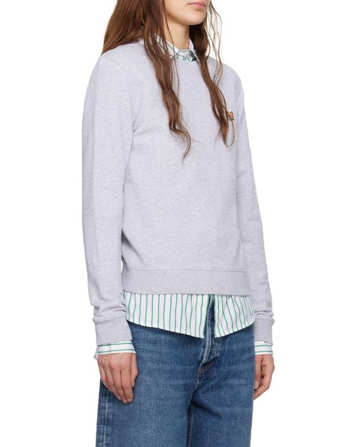 Maison Kitsuné Gray Maison Kitsuné Fox Head Patch Crewneck Sweatshirt