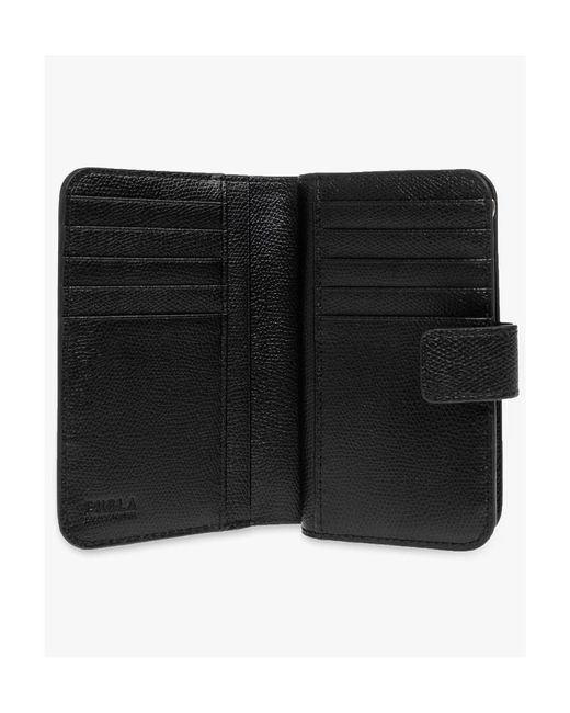 Furla Black Logo-Plaque Zipped Wallet