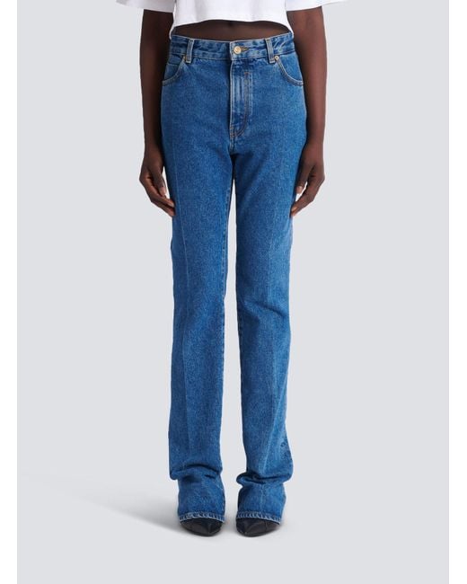Balmain Blue Straight-Leg Denim Jeans