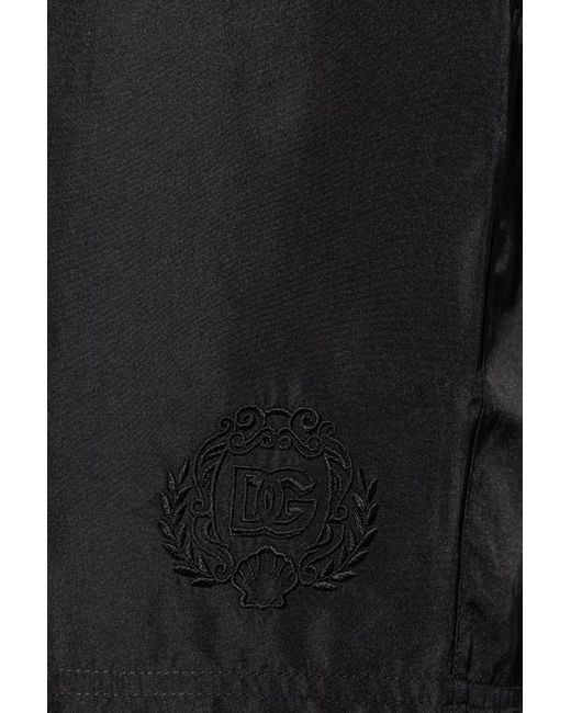 Dolce & Gabbana Black Elastic Waist Swim Shorts for men