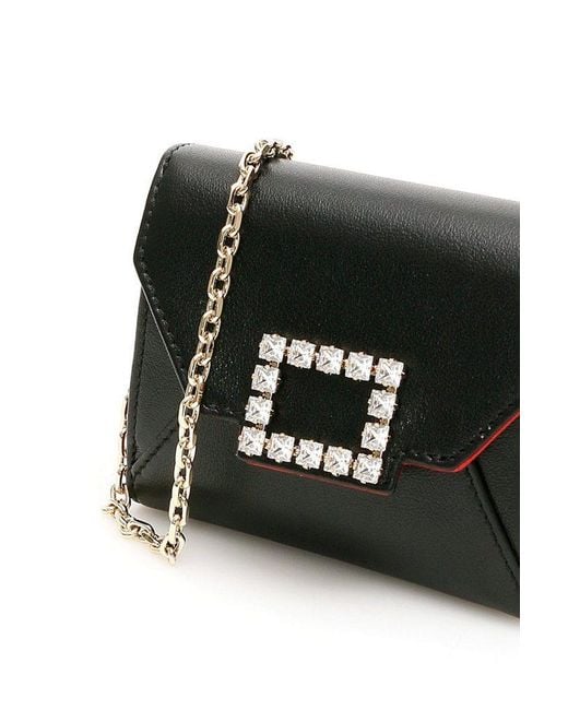 Roger Vivier Black Buckle Chain-Link Wallet