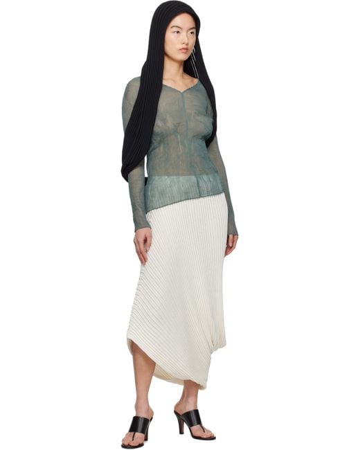 Issey Miyake Green V-Neck Top