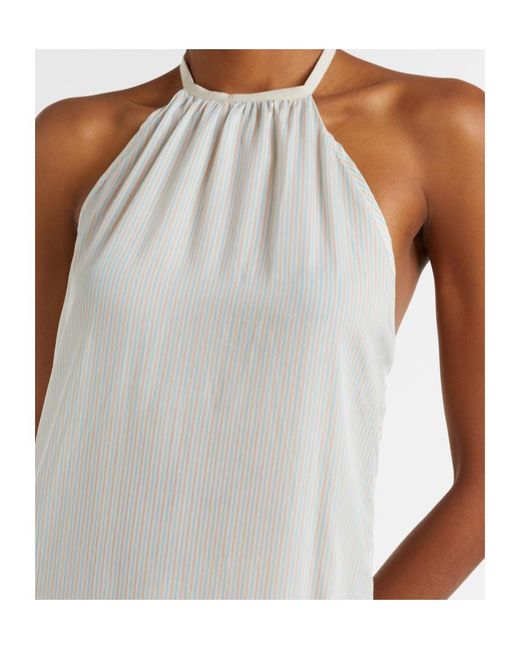 Patou White Striped Halterneck Open-Back Maxi Dress