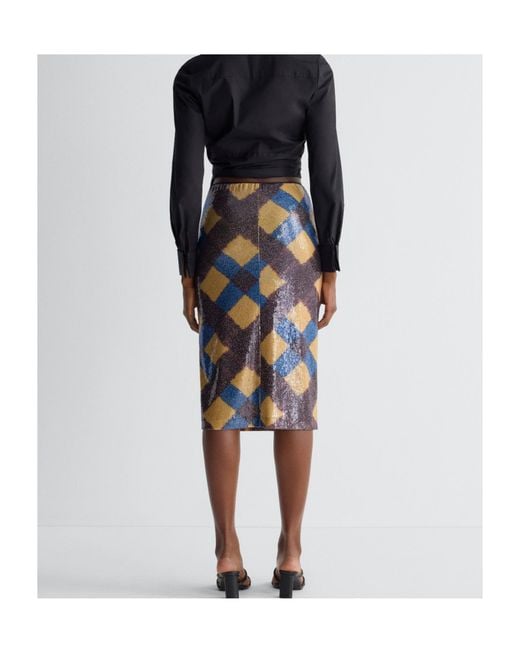 Diane von Furstenberg Blue Bianca Sequin Skirt