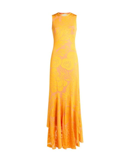 Etro Metallic Cut-Out Burnout Stretch Jersey Dress