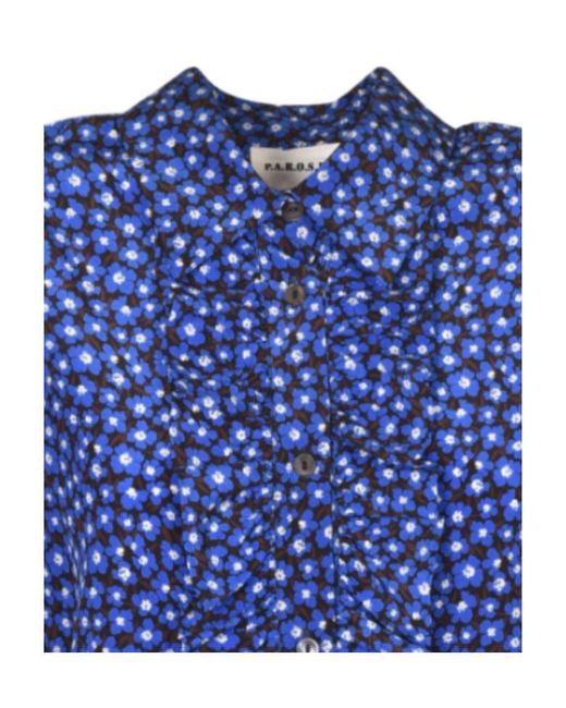 P.A.R.O.S.H. Blue Logo Long-Sleeved Shirt