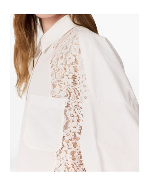 Stella McCartney White Lace-Panelled Cotton Shirt