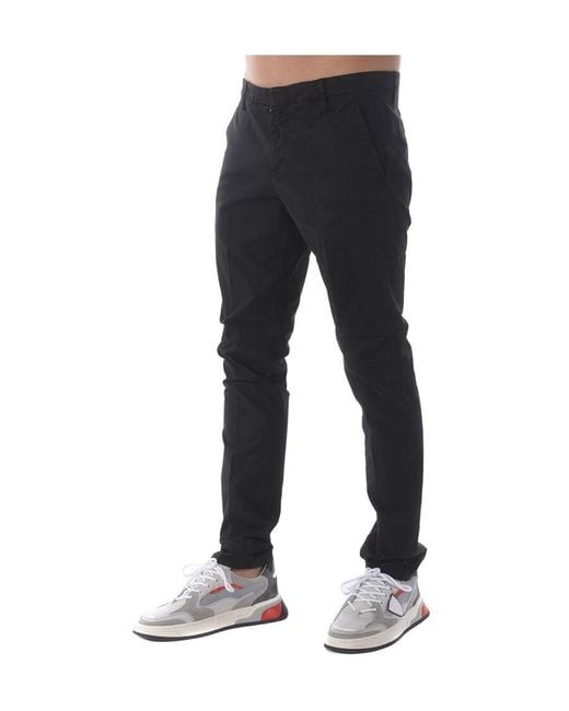 Dondup Gray Plain Tapered Leg Chinos for men