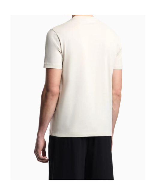 Emporio Armani White Logo Embroidered Crewneck T-Shirt for men