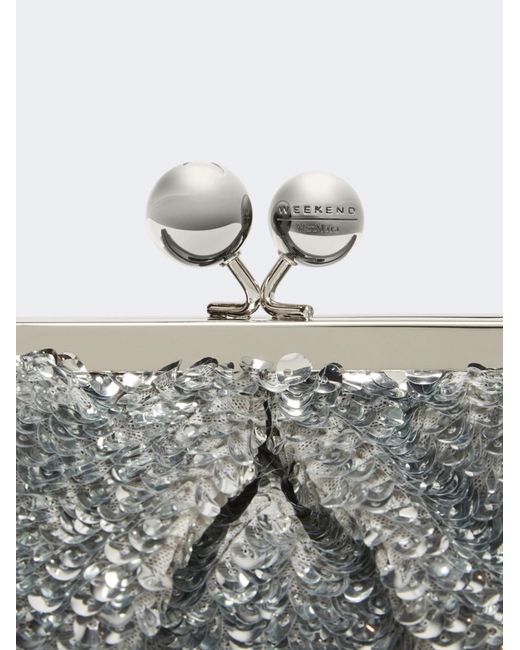 Weekend by Maxmara Gray Targa Embellished Clutch Bag