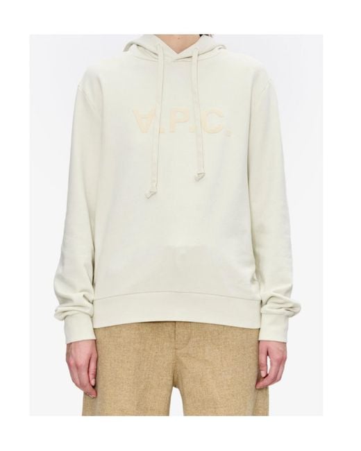 A.P.C. White Drawstring Hooded Sweatshirt for men