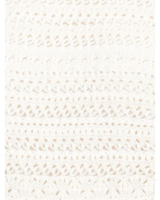 Fabiana Filippi White Crochet Panel Midi Dress