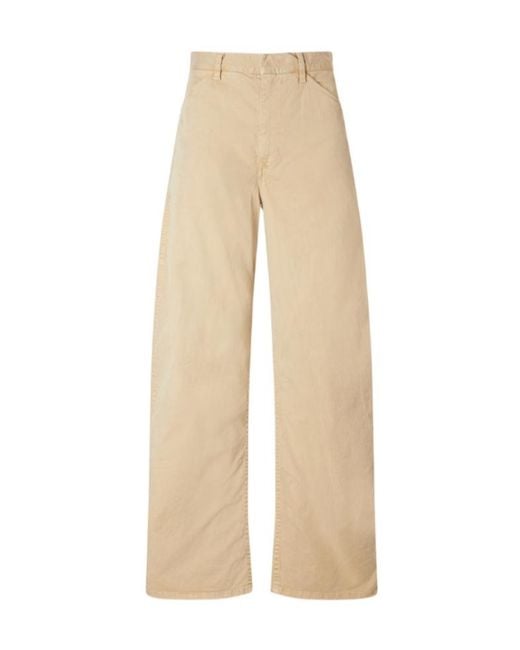 Nili Lotan Natural Tribeca Twill Barrel-Leg Pants