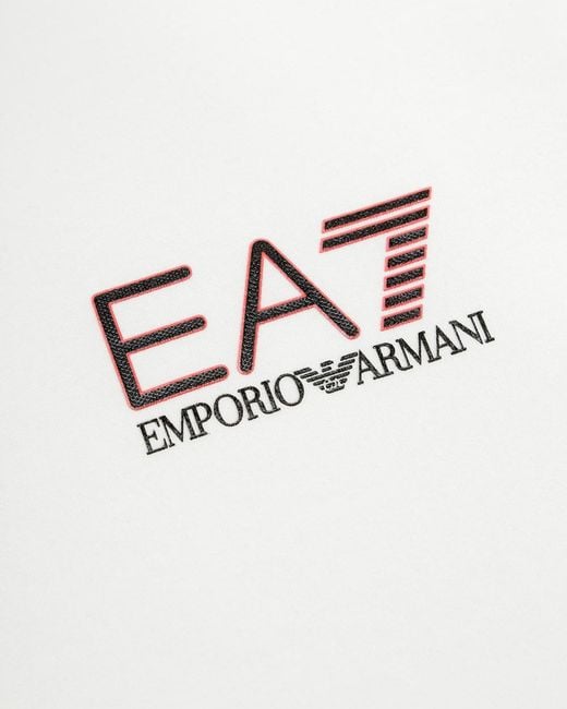 EA7 White Logo T-Shirt With Round Neck for men