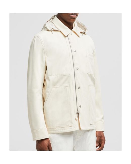 Moncler White Guerledan Hooded Shirt Jacket for men