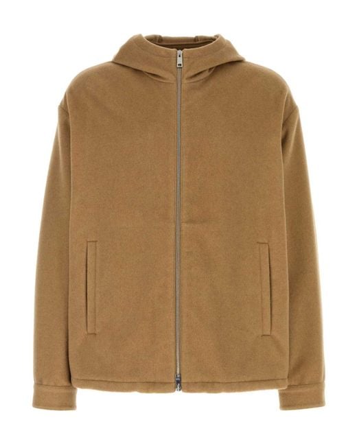 Prada Natural Camel Hair Hoodie Jacket for men