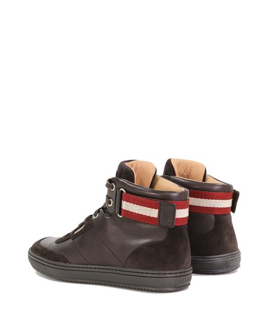 Bally Brown Logo High-Top Casual Sneakers for men