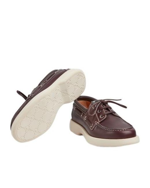 Gucci Brown Kaveh Boat Shoes for men