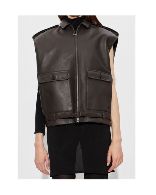 Courreges Black Sleeveless Leather Jacket
