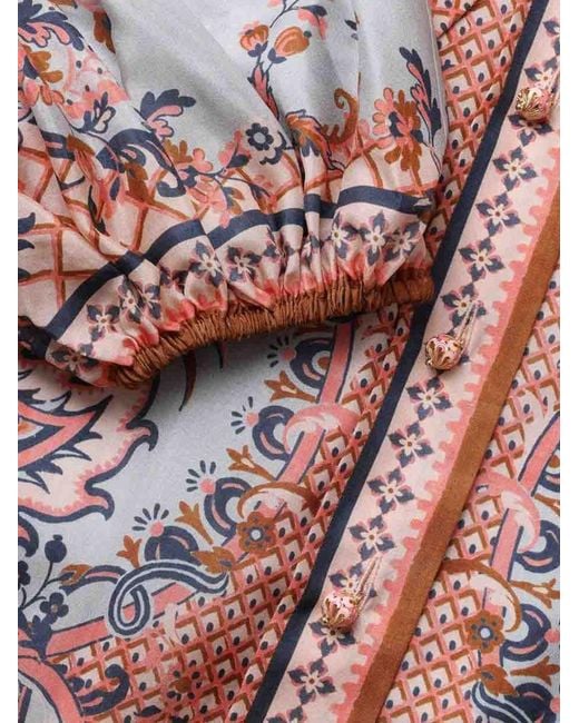 Zimmermann Multicolor Aster Tie Neck Blouse