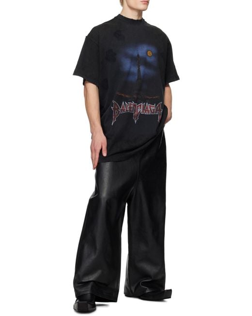 Balenciaga Black Paris Moon Vintage Oversized T-Shirt for men
