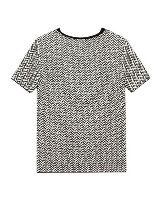 Emporio Armani Gray Geometric-Pattern Short-Sleeve Top