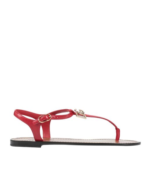 Dolce & Gabbana Red Solid Color Flip Flops