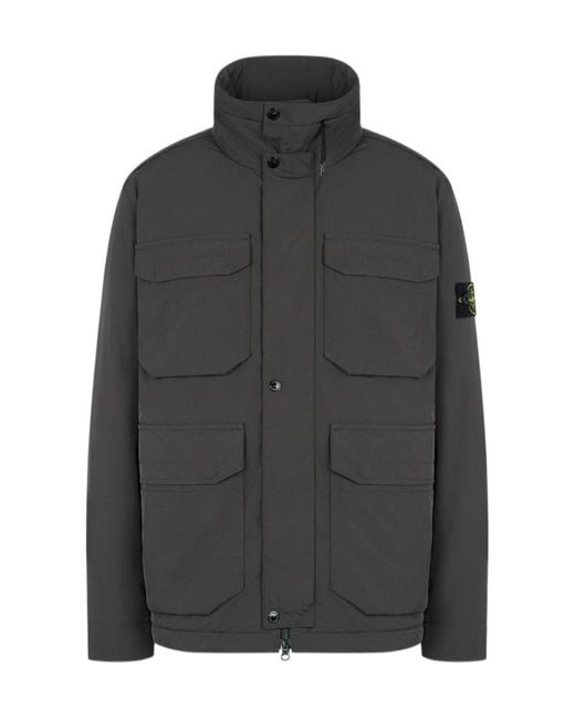 Stone Island Gray Compass-Badge Funnel Neck Puffer Jacket for men