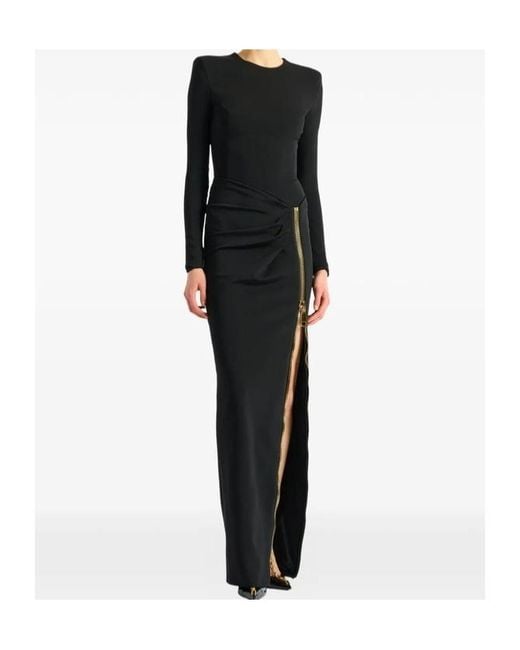 Balmain Black Long Slit Dress With Zip