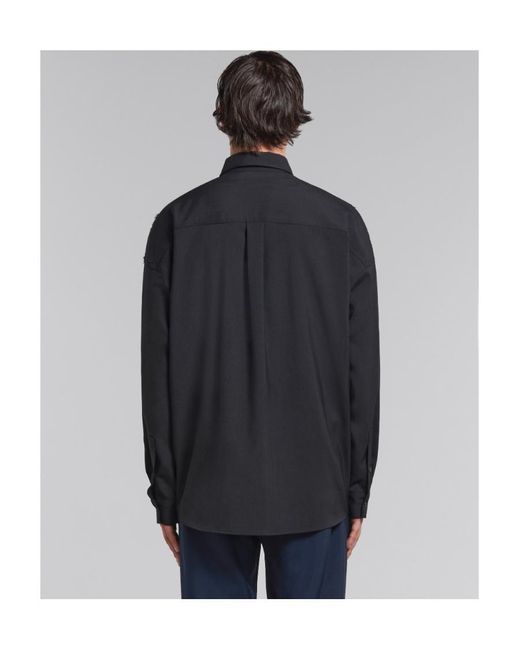Marni Blue Raw Cut Boxy Shirt for men