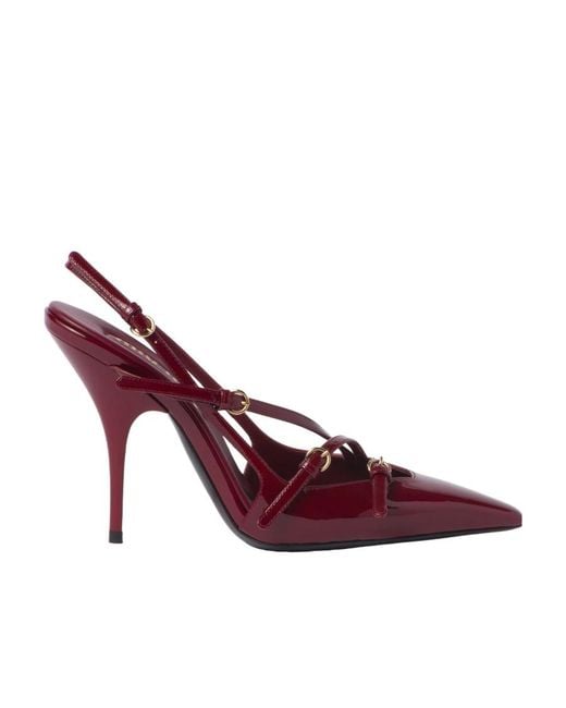 Miu Miu Purple Pointed Toe Slingback Pumps
