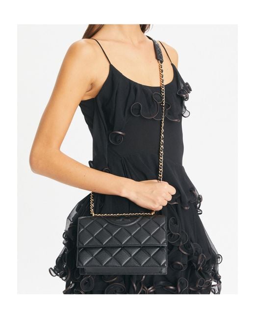 Tory Burch Black Small Fleming Convertible Shoulder Bag