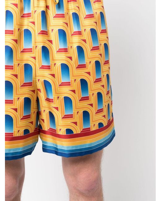 Casablanca Orange Larche De Jour Printed Satin Shorts for men