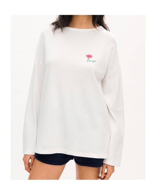 KENZO White Tulip Long Sleeves Relax T-Shirt