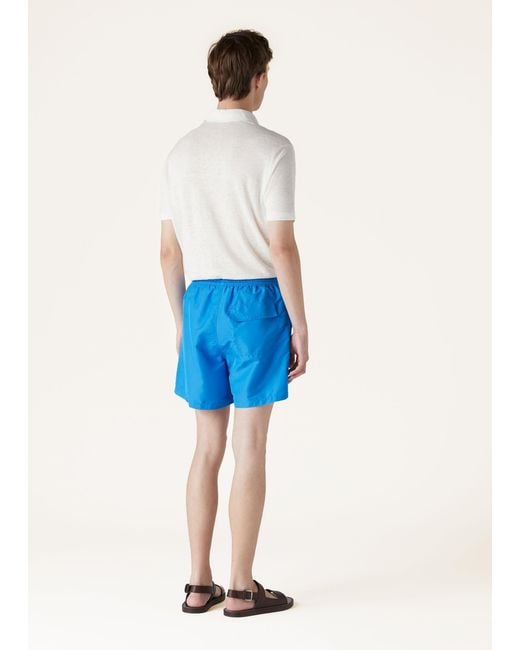 Loro Piana Blue Elastic Waist-Edge Beach Shorts for men