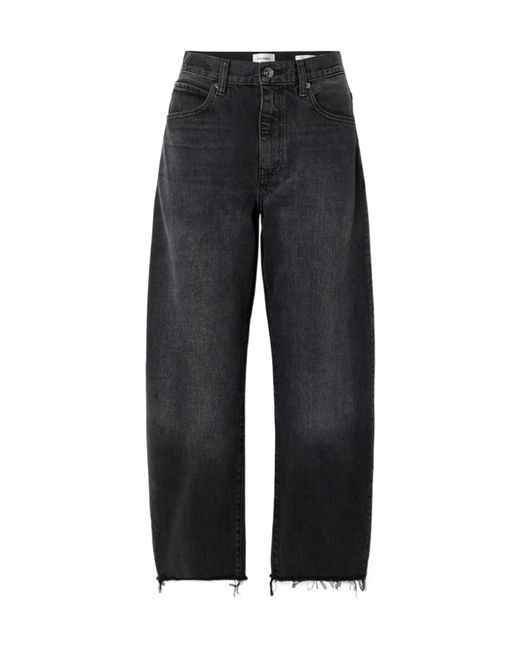 FRAME Blue Frayed High-Waist Jeans