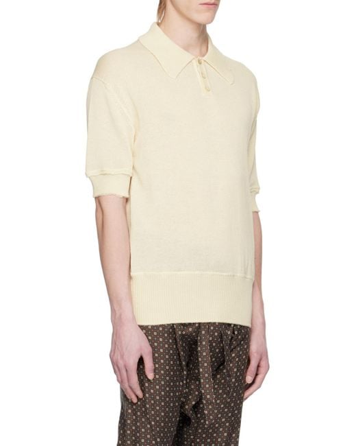 Maison Margiela White Knit Polo Shirt for men