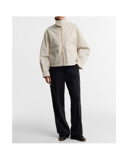Barbour White Cropped Zipfront Utility Jacket