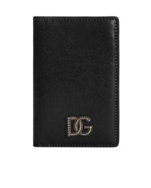 Dolce & Gabbana Black Dg Logo Plaque Card Holder for men