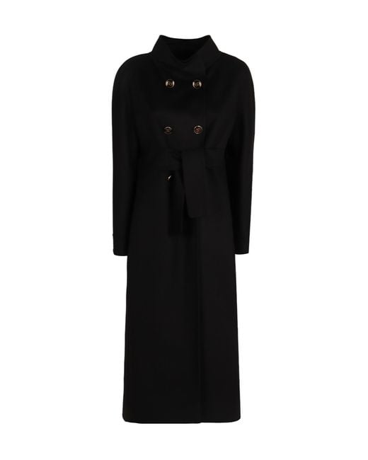 Valentino Black Double-Breasted High Neck Coat