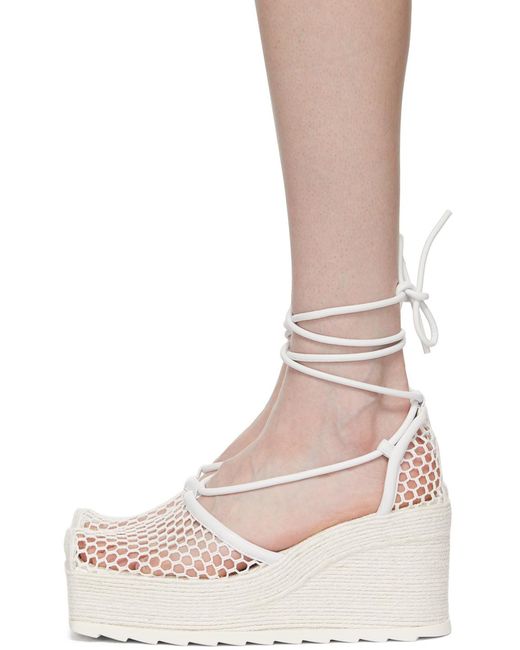 Bottega Veneta White Net-Detail Wedge Sandals
