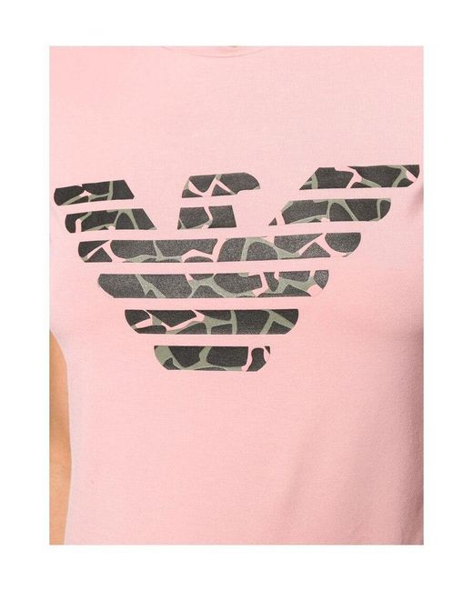 Emporio Armani Pink Logo Printed T-Shirt